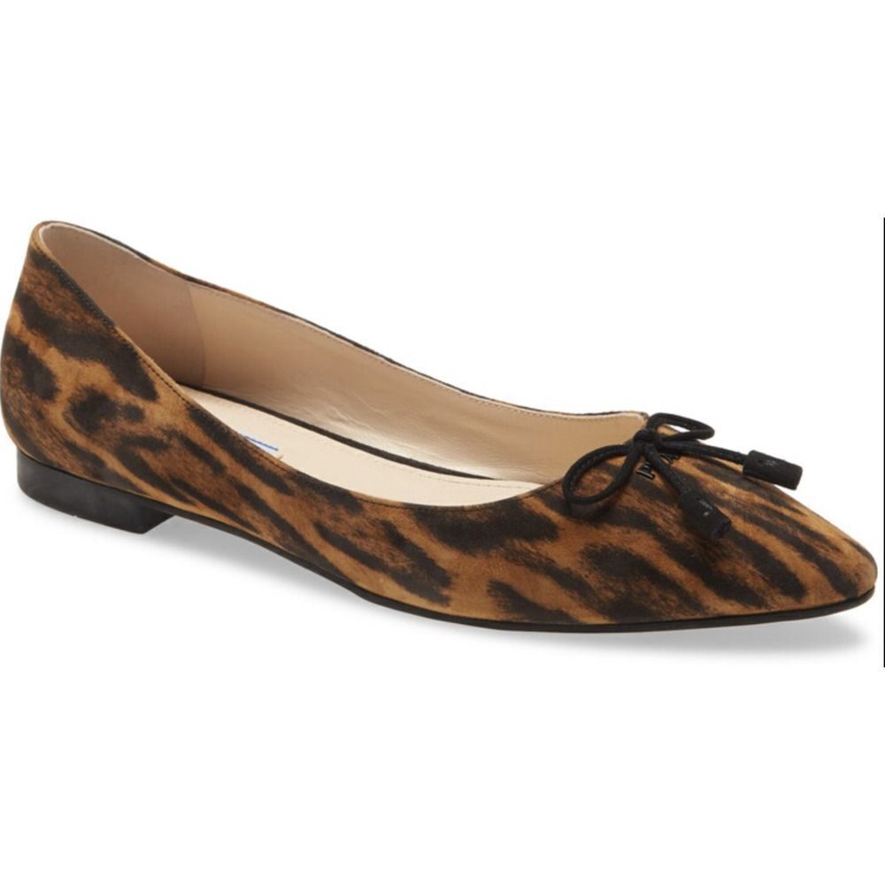 PRADA Women's Leopard-Print Suede Ballet Flats